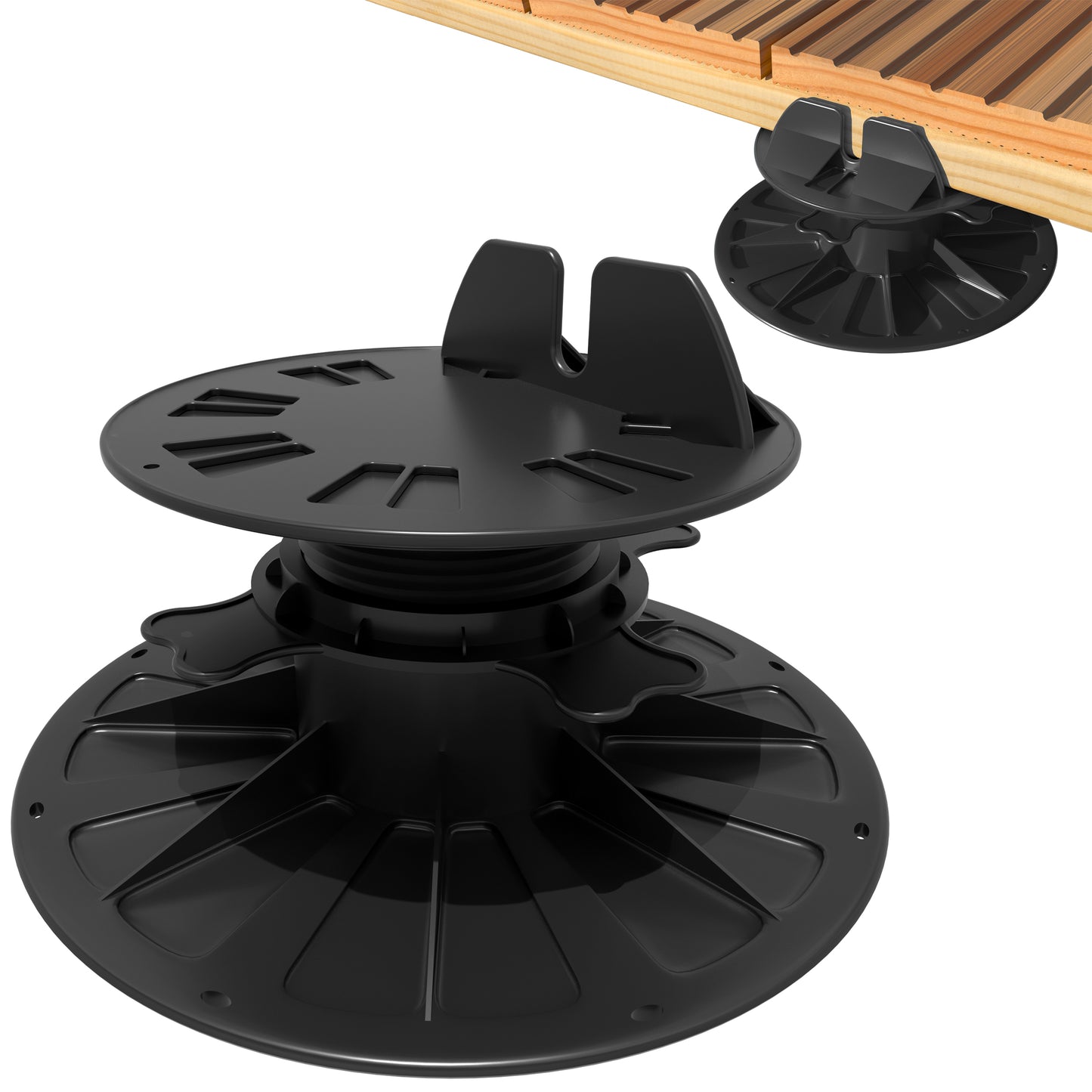 Stelzlager höhenverstellbar für Terrassendielen aussen aus WPC Holz Kunststoff - Unterkonstruktion Terrasse Alu & Holz - Terrassenlager verstellbar - Terrassenplattenlater