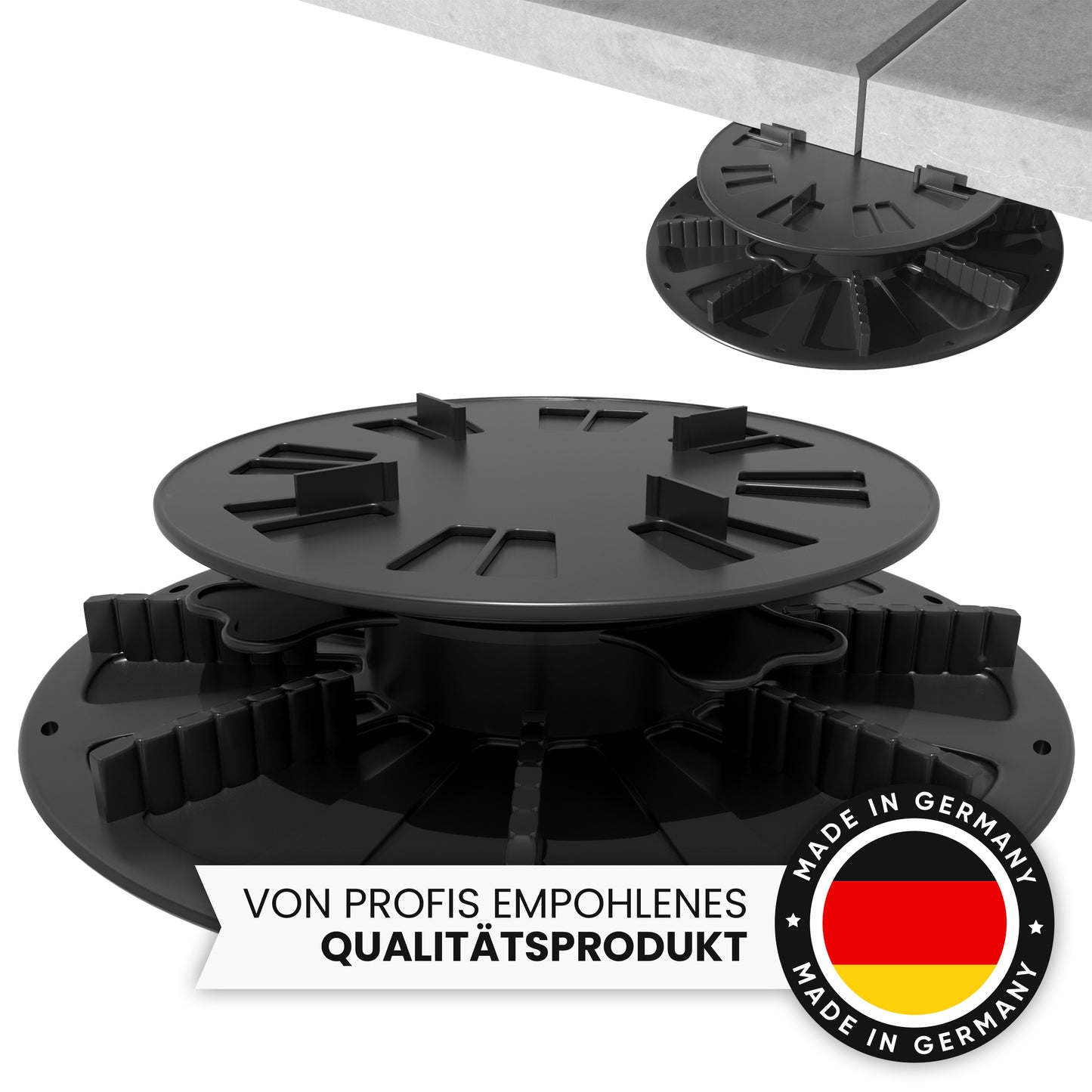 Plattenlager höhenverstellbar (2,7-3,9cm - 26 Stück) - Stelzlager für Terrassenplatten - Stellfüße aus Kunststoff für Platten, Fliesen, Steinplatten & Terrasse - Terrassenlager verstellbar