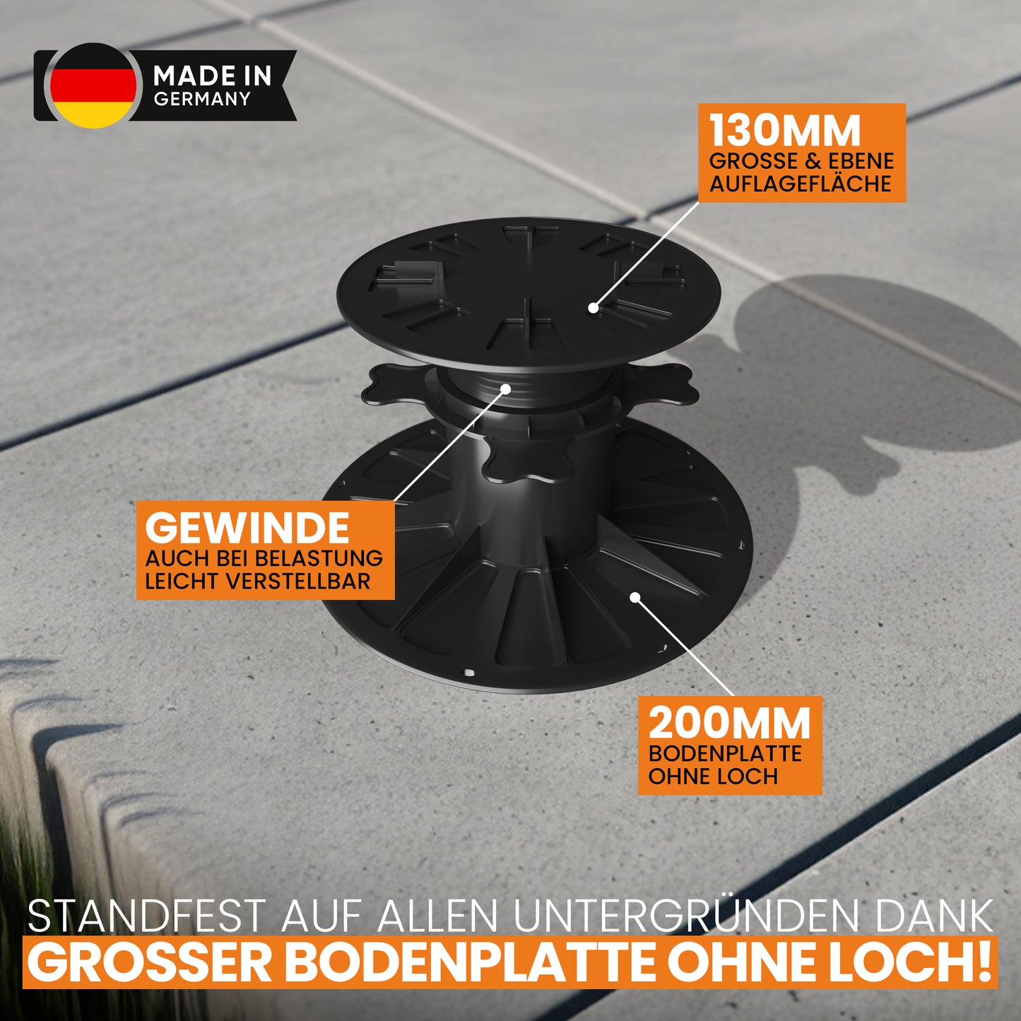 Plattenlager höhenverstellbar (2,7-3,9cm - 26 Stück) - Stelzlager für Terrassenplatten - Stellfüße aus Kunststoff für Platten, Fliesen, Steinplatten & Terrasse - Terrassenlager verstellbar